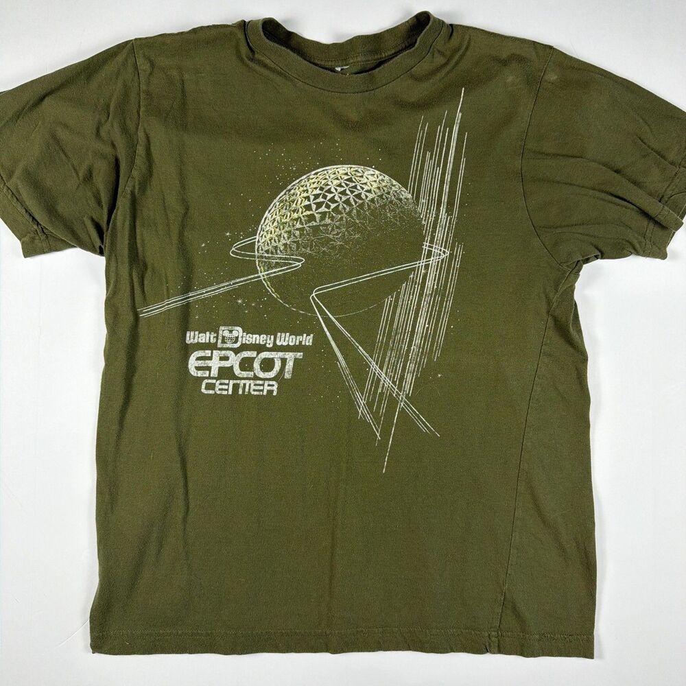 Disney Epcot Center 25th Anniversary Shirt Mens Small Green Spaceship Earth Tee